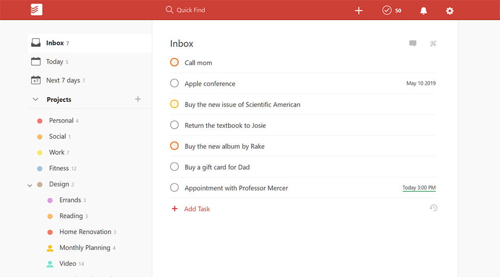 Tools to help you boost your work productivity; Todoist